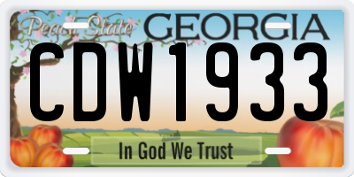 GA license plate CDW1933