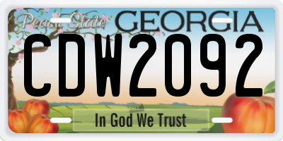 GA license plate CDW2092