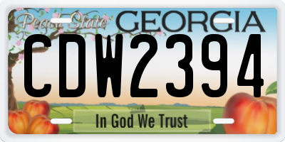 GA license plate CDW2394