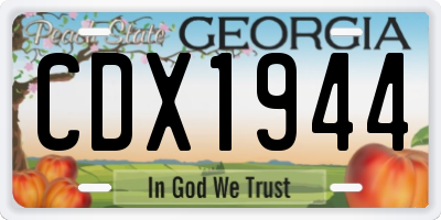 GA license plate CDX1944