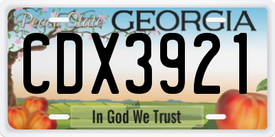 GA license plate CDX3921