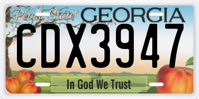 GA license plate CDX3947