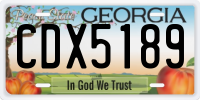 GA license plate CDX5189