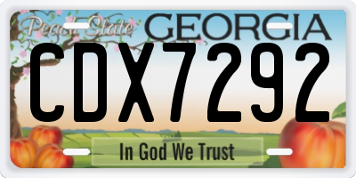 GA license plate CDX7292