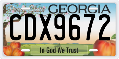 GA license plate CDX9672