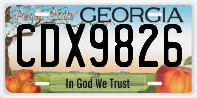 GA license plate CDX9826