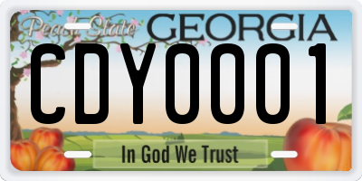 GA license plate CDY0001