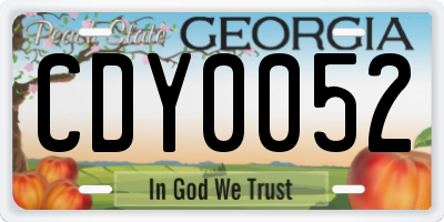GA license plate CDY0052