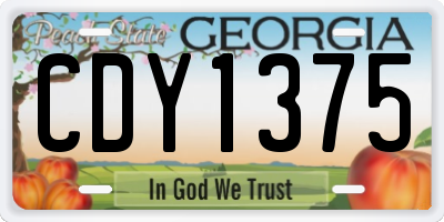 GA license plate CDY1375