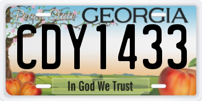 GA license plate CDY1433