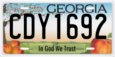GA license plate CDY1692