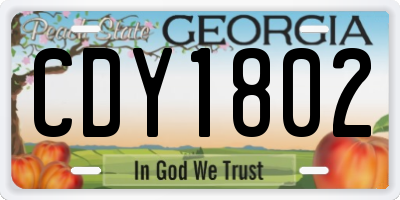 GA license plate CDY1802
