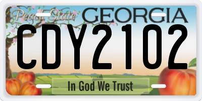 GA license plate CDY2102