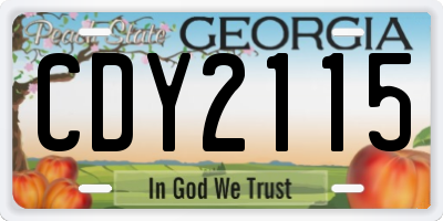 GA license plate CDY2115