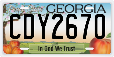 GA license plate CDY2670