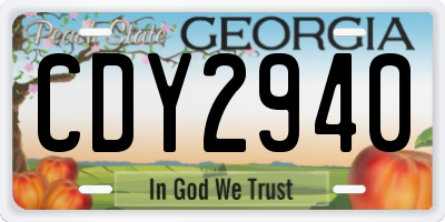 GA license plate CDY2940
