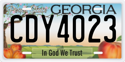 GA license plate CDY4023