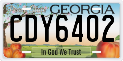 GA license plate CDY6402