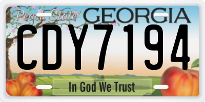 GA license plate CDY7194