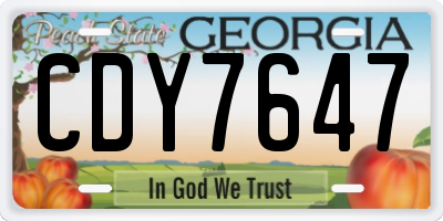 GA license plate CDY7647