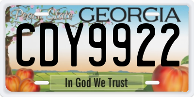 GA license plate CDY9922