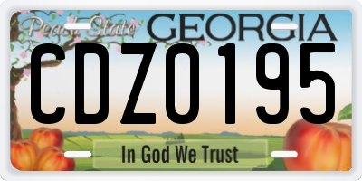 GA license plate CDZ0195