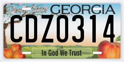 GA license plate CDZ0314