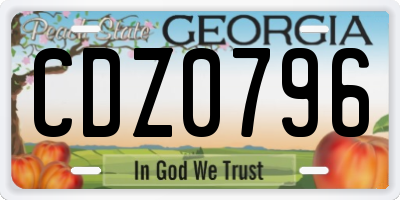 GA license plate CDZ0796