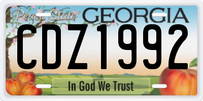 GA license plate CDZ1992