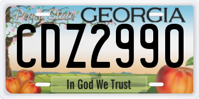 GA license plate CDZ2990