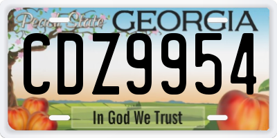 GA license plate CDZ9954