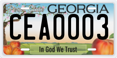 GA license plate CEA0003