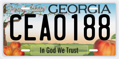 GA license plate CEA0188