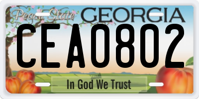 GA license plate CEA0802