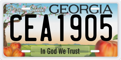 GA license plate CEA1905