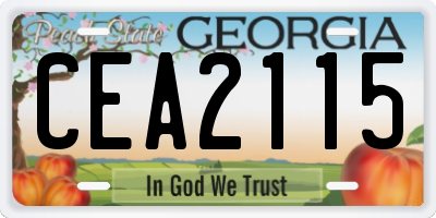 GA license plate CEA2115