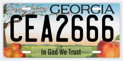 GA license plate CEA2666