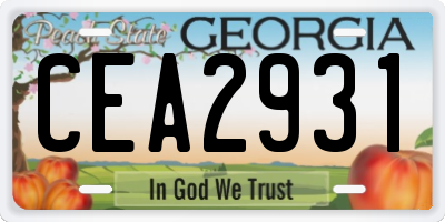 GA license plate CEA2931