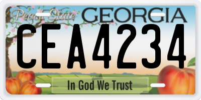 GA license plate CEA4234