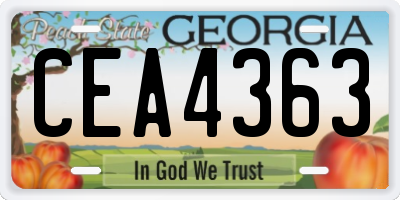 GA license plate CEA4363