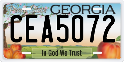 GA license plate CEA5072