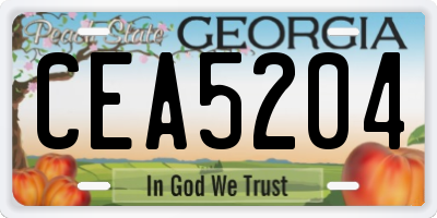 GA license plate CEA5204