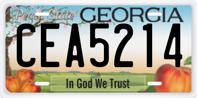 GA license plate CEA5214