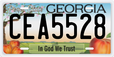 GA license plate CEA5528