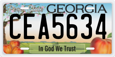 GA license plate CEA5634