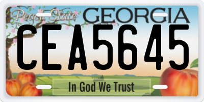 GA license plate CEA5645