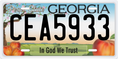 GA license plate CEA5933