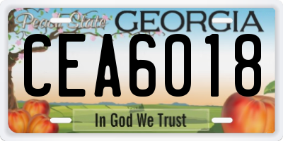 GA license plate CEA6018