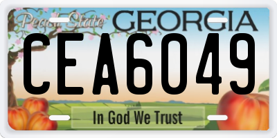 GA license plate CEA6049