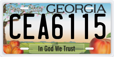 GA license plate CEA6115